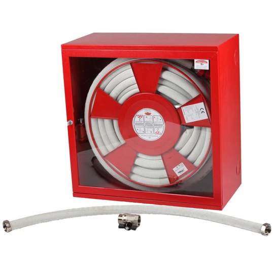 Cutie hidrant (700x700x300mm) echipata cu furtun semirigid 30ml texturat alb D-33, robinet cu bila, teava refulare