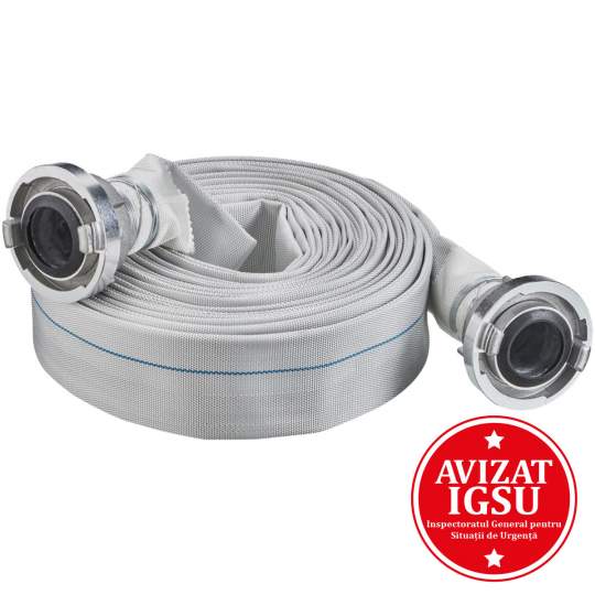 Furtun pompier tip C presiune 15bar, racorduri 2 toli, avizat EN 14540 - China (rola 20m)