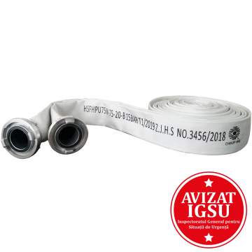 Furtun pompier tip B presiune 15bar, racorduri 3 toli, avizat EN 14811 - Polonia (rola 20ml)