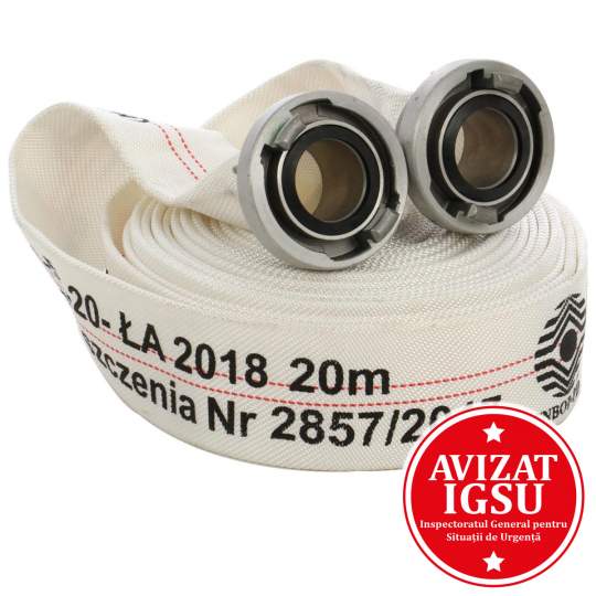 Furtun pompier tip C presiune 15bar, racorduri 2 toli, avizat EN 14540 - Polonia (rola 20ml)