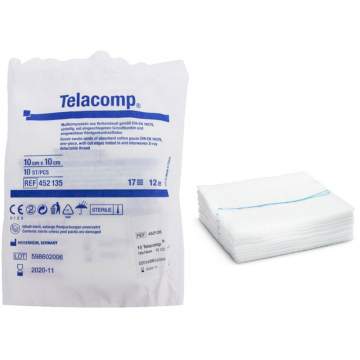 Comprese sterile, fir radio opac X-ray detectabil, pliate 12, 100x100mm, Hartmann (10 bucati)