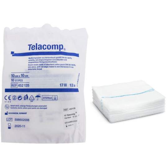 Comprese sterile, fir radio opac X-ray detectabil, pliate 12, 100x100mm, Hartmann (10 bucati)