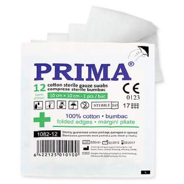 Comprese sterile tifon 10x10cm, 1 compresa pliata, 12 straturi pe plic