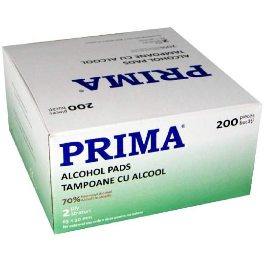 Tampoane PPSB impregnate cu alcool izopropilic 70%, pentru curatarea pielii - 6.5x3cm (200 buc)