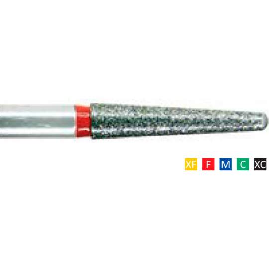Freze Diamantate Round End Taper 198 F 016/017(1/10mm), XF, F, M, C, XC, lungime 22mm (10 bucati)