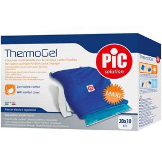 Compresa reutilizabila Thermogel pentru terapie calda/rece, husa de protectie si benzi elastice de fixare - PiC Solution (20x30cm)