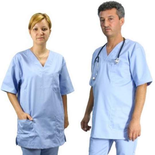 Bluza unisex cu maneca scurta din tercot / bumbac, anchior V, 3 buzunare (1 bucata)