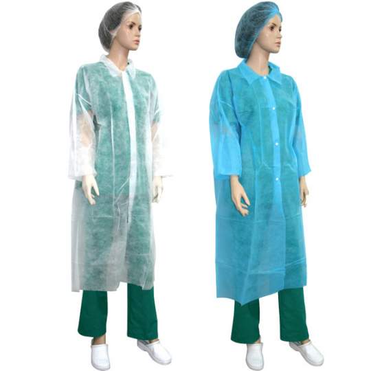 Halat protectie tip laborator cu capse, din PPSB alb, albastru, XXL (1 bucata)