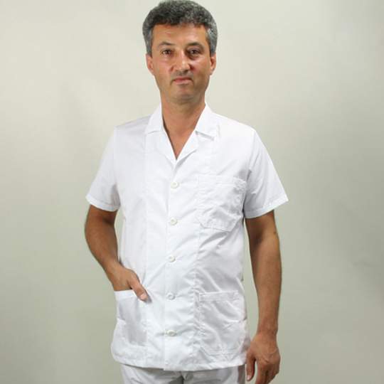 Halat alb scurt barbati cu maneca scurta din tercot / bumbac (1 bucata)