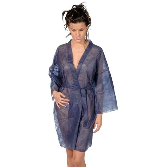 Kimono cosmetic din polipropilena, alb / albastru 90 x 130cm (10 bucati)