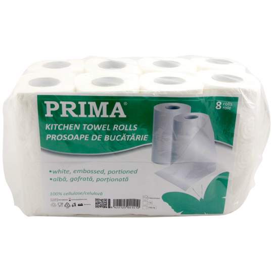 Prosoape bucatarie 2 straturi, gofrate, portionate, 22cm x 12 metri, 100% celuloza (8 role/punga)