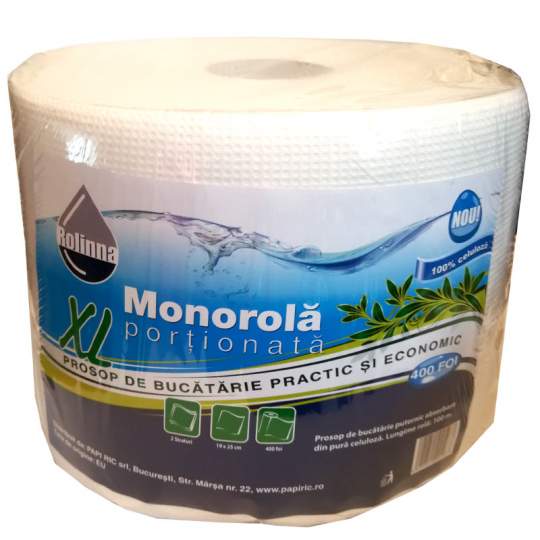 Rola hartie prosop bucatarie 19cmx100m, 2strat, 0,65Kg, DE 19cm, 100% celuloza, alba (1 rola)