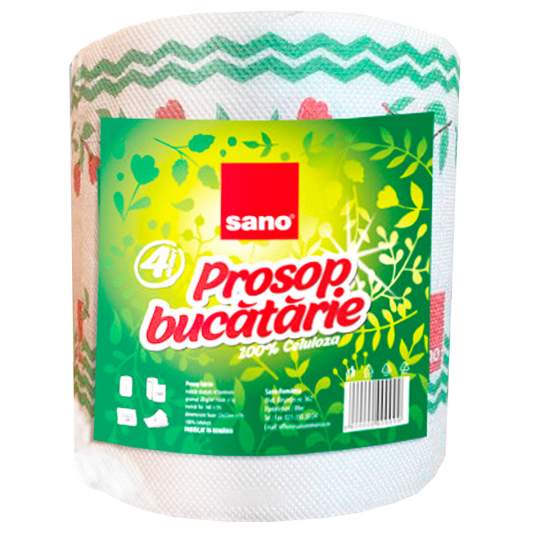 Prosop hartie bucatarie monorola Sano Paper alba 4 straturi 160 foi (1 bucata)