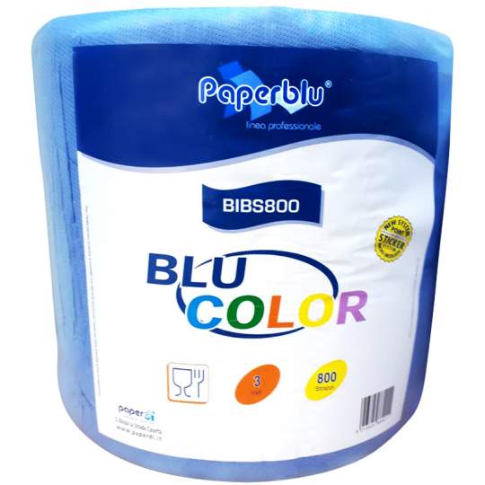 Rola lavete superabsorbante, hartie industriala, 3 straturi, albastra (800 bucati/rola)
