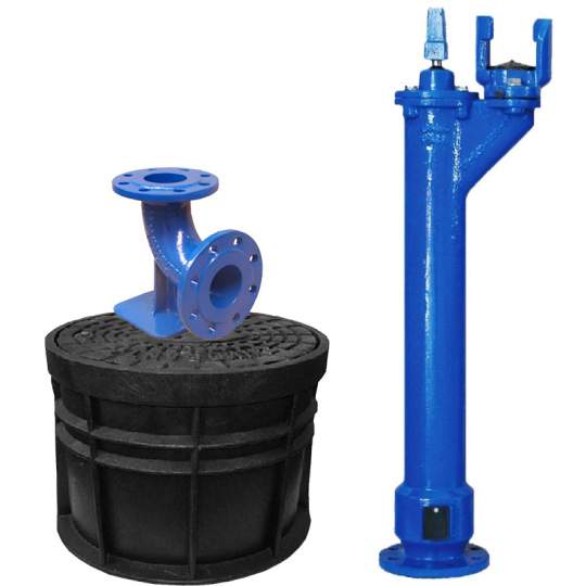 Hidrant subteran A.I=1,25m + cot picior + cutie protectie DN 65/80