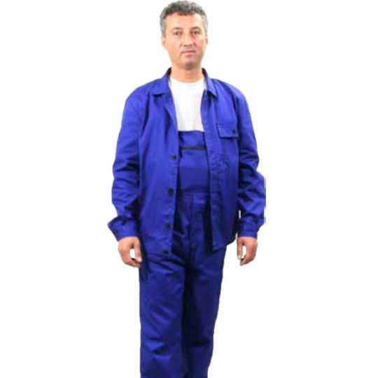 Pantalon de lucru cu pieptar unisex, elastic si cordon, 4 buzunare, doc 100% bumbac sanforizat, 270gr/m2, albastru, marimi XS, S, M, L, XL (1 bucata) Pantalon de lucru cu pieptar unisex, elastic si cordon, 4 buzunare, doc 100% bumbac sanforizat, 270gr/m2, albastru, marimi XS, S, M, L, XL (1 bucata)
