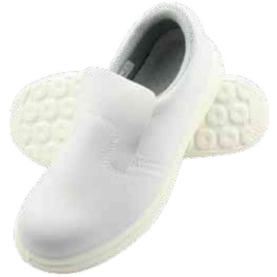 Pantofi de protectie S1, bombeu metalic, talpa antiderapanta, fara sireturi, albi, CE mark, marimi 35-47 (1 pereche)