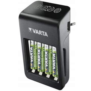 Incarcator acumulatori Varta LCD Plug Charger+ cu 4 acumulatori inclusi 57687 Incarcator acumulatori Varta LCD Plug Charger+ cu 4 acumulatori inclusi 57687