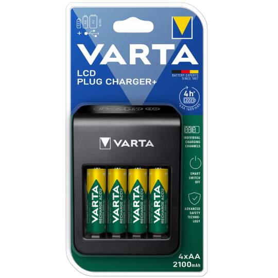 Incarcator acumulatori Varta LCD Plug Charger+ cu 4 acumulatori inclusi 57687 Incarcator acumulatori Varta LCD Plug Charger+ cu 4 acumulatori inclusi 57687