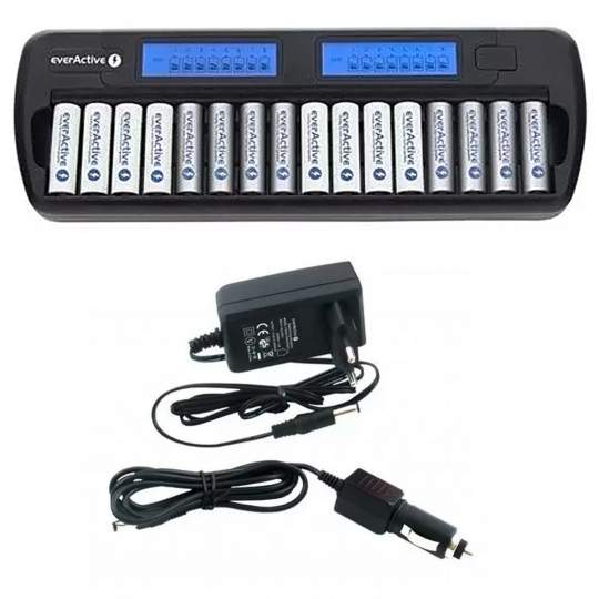 Incarcator inteligent Everactive pentru 16 acumulatori AA sau AAA Ni-MH cu Display LCD NC-1600