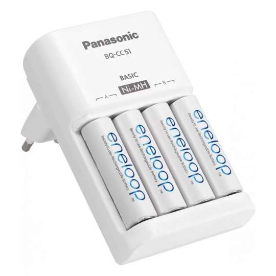 Incarcator Panasonic cu 4 acumulatori Eneloop AA R6 1900mAh Ni-MH 1,2V K-KJ51MCC40E