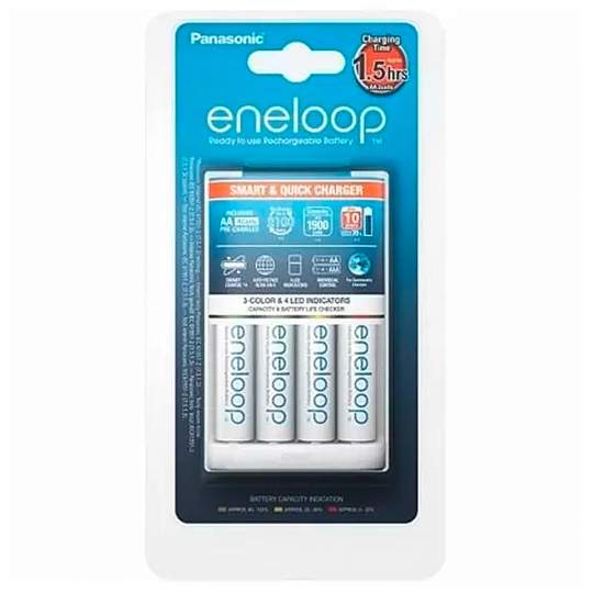 Incarcator Panasonic cu 4 acumulatori Eneloop AA R6 1900mAh Ni-MH 1,2V K-KJ55MCC40E Smart & Quick