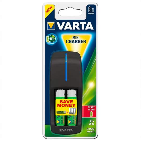 Incarcator Varta Mini cu 2 acumulatori AA 2100mAh Ni-MH 1,2V