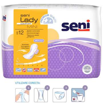 Absorbante urologice femei, incontinenta de picatura, 2 picaturi - Seni Lady Comfort Mini (12 bucati)