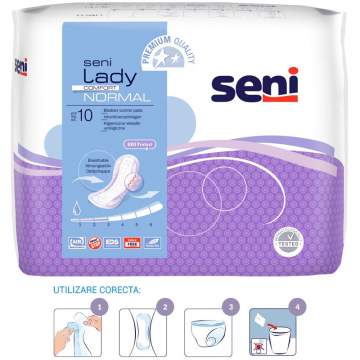 Absorbante urologice femei, incontinenta usoara, 3 picaturi - Seni Lady Comfort Normal (10 bucati)