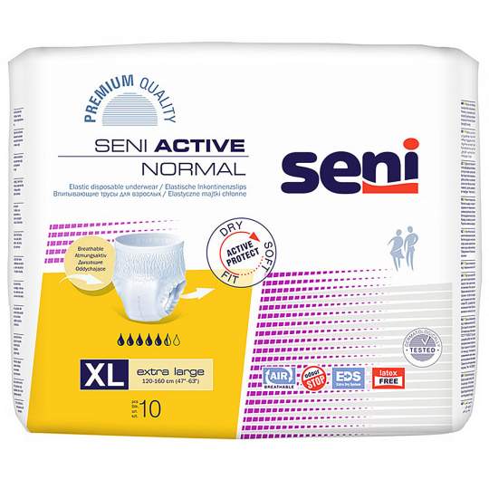 Chilot absorbant incontinenta, talie 120-160 cm, 5.5 picaturi - Seni Active Normal Extra Large (10 bucati)