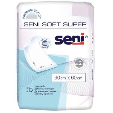 Aleze igienice (protectii pat) premium, folie impermeabila partea inferioara - Seni Soft 90x60 (5 buc)