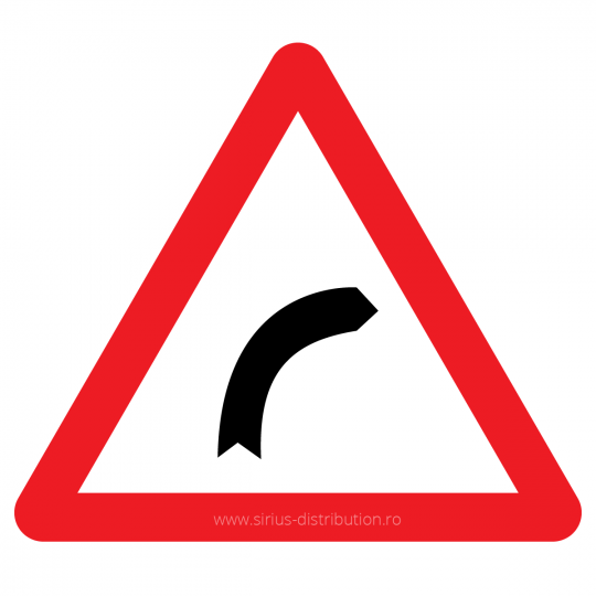 Indicator rutier avertizare [ Curba la dreapta ], forma triunghiulara, reflectorizant