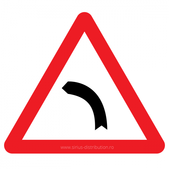 Indicator rutier avertizare [ Curba la stanga ], forma triunghiulara, reflectorizant