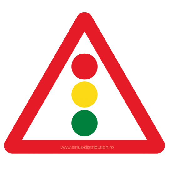 Indicator rutier avertizare [ Semafoare ], forma triunghiulara, reflectorizant