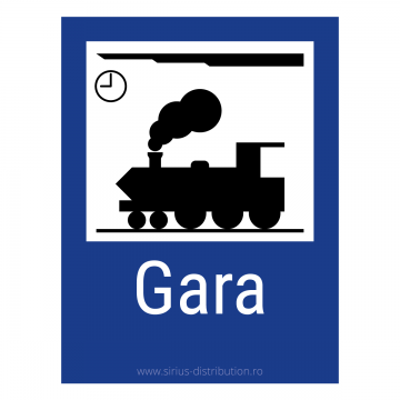 Indicator rutier de informare [ Gara ], forma dreptunghiulara, reflectorizant