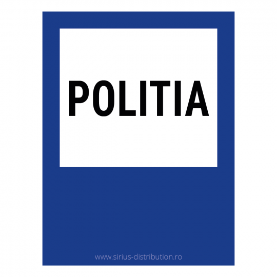 Indicator rutier POLITIA dreptunghiular, reflectorizant 650x500mm Indicator rutier POLITIA dreptunghiular, reflectorizant 650x500mm