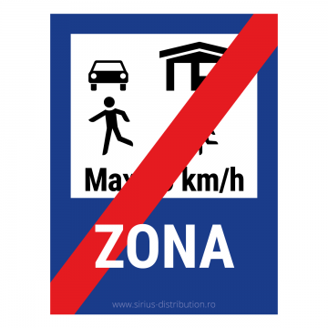 Indicator rutier de informare [ Sfarsitul zonei rezidentiale ], forma dreptunghiulara, reflectorizant