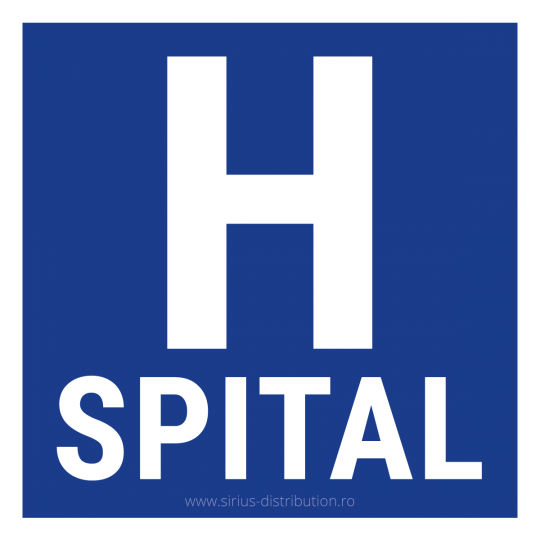 Indicator rutier de informare [ Spital ], forma patrata, reflectorizant