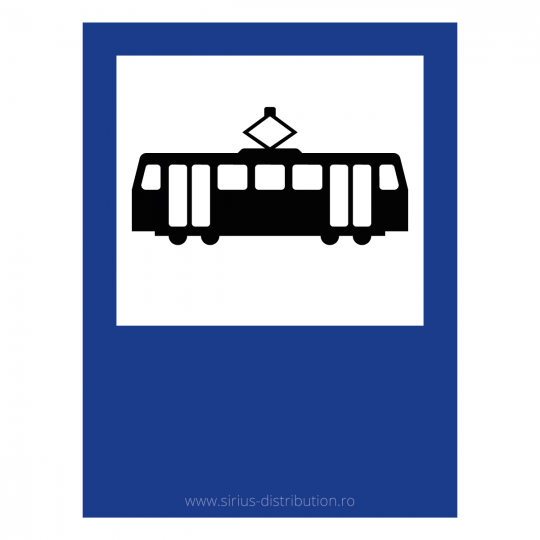 Indicator rutier de informare [ Statie de tramvai ], forma dreptunghiulara, reflectorizant