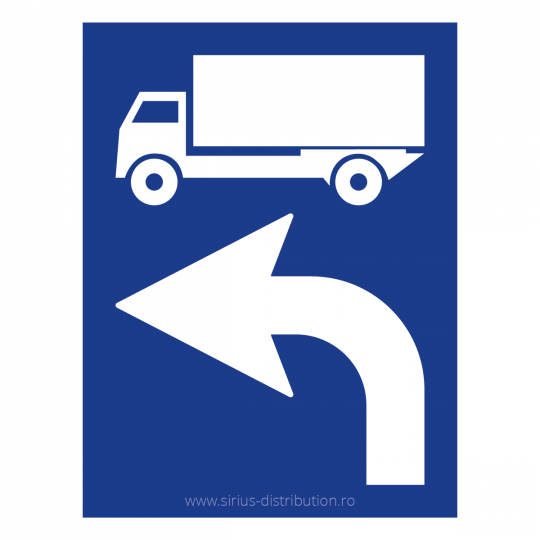 Indicator rutier de informare [ Traseu de urmat pentru anumite categorii de vehicule ], forma dreptunghiulara, reflectorizant