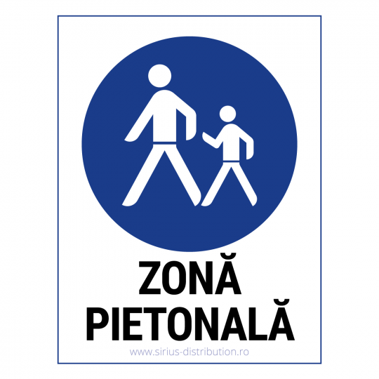 Indicator rutier de informare [ Zona pietonala ], forma dreptunghiulara, reflectorizant