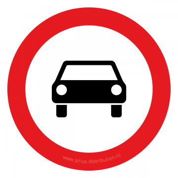 Indicator rutier interzicere sau restrictie [ Accesul interzis autovehiculelor, cu exceptia motocicletelor fara atas ], forma circulara, reflectorizant
