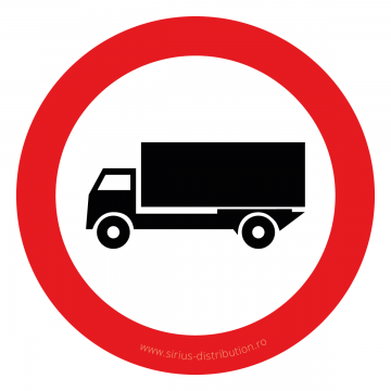 Indicator rutier interzicere sau restrictie [ Accesul interzis vehiculelor destinate transportului de marfuri ], forma circulara, reflectorizant