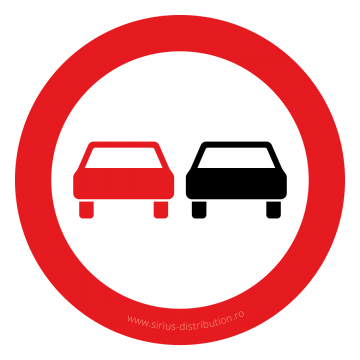 Indicator rutier interzicere sau restrictie [ Depasirea autovehiculelor cu exceptia motocicletelor fara atas, interzisa ], circular, reflectorizant