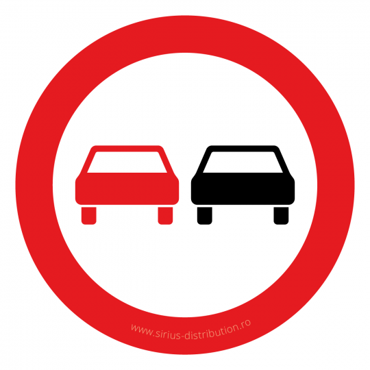 Indicator rutier interzicere sau restrictie [ Depasirea autovehiculelor cu exceptia motocicletelor fara atas, interzisa ], circular, reflectorizant
