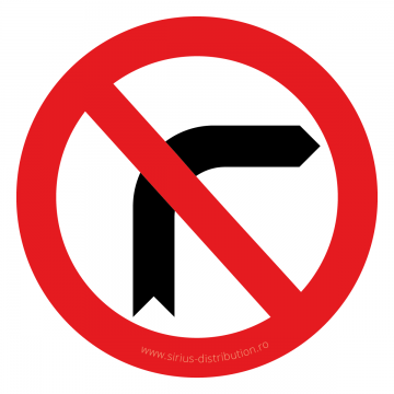 Indicator rutier interzicere sau restrictie [ Interzis a vira la dreapta ], forma circulara, reflectorizant