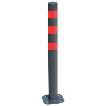 Stalp metalic delimitare trotuar cu talpa de prindere la nivelul asfaltului, 1 metru inaltime