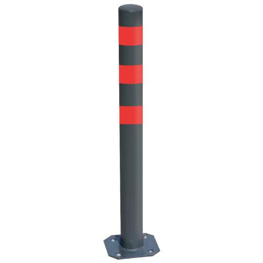 Stalp metalic delimitare trotuar cu talpa de prindere la nivelul asfaltului, 1 metru inaltime
