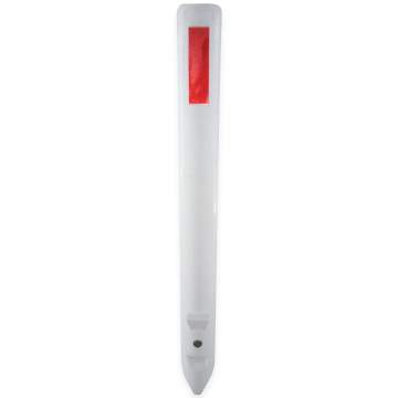 Stalp ghidare lamelar cu prindere in sol, din material plastic si folie reflectorizanta