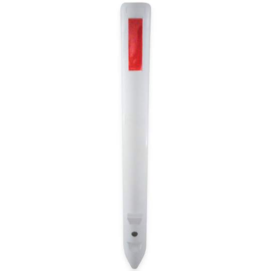 Stalp ghidare lamelar cu prindere in sol, din material plastic si folie reflectorizanta